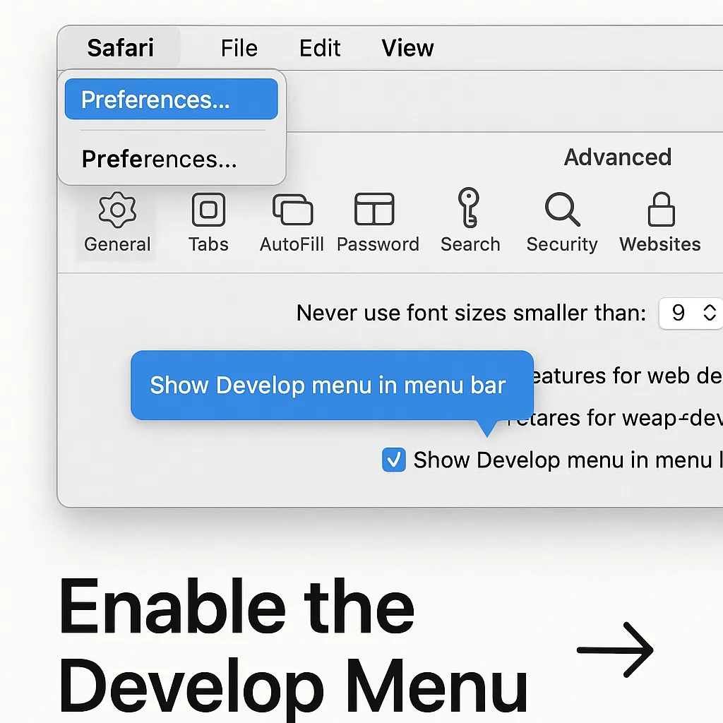Enable Inspect Element in Safari - Show Develop menu