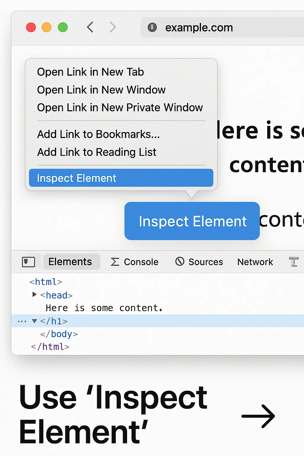 Safari developer tools - Inspect Element enabled