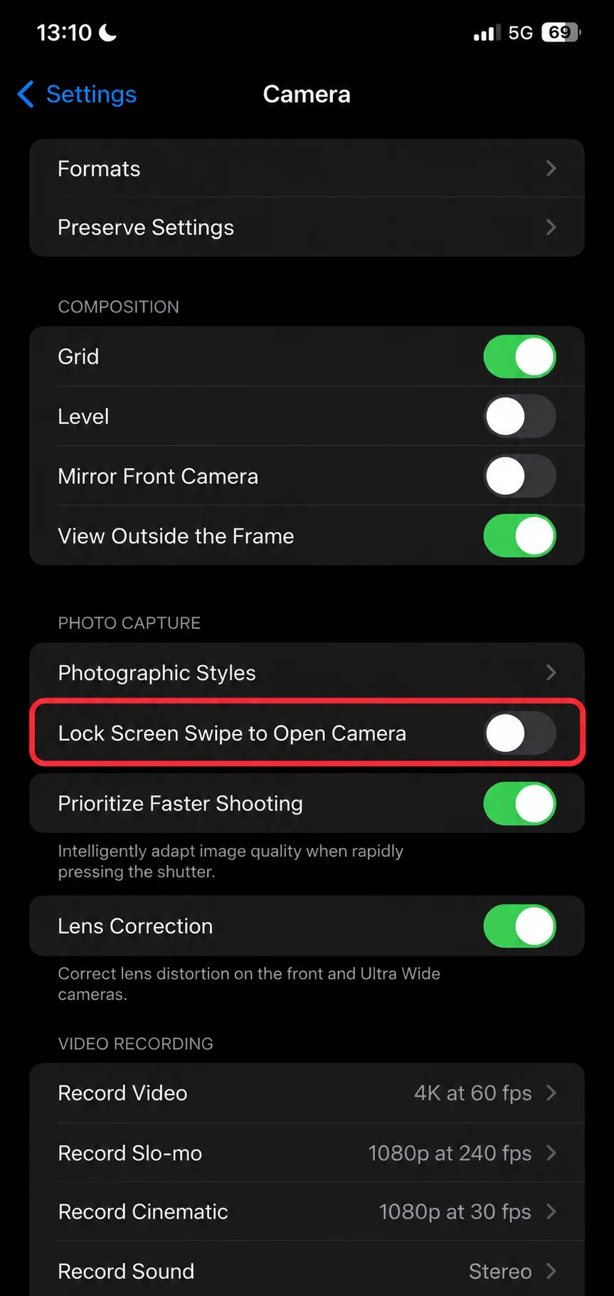 Disable Lock Screen Camera swipe on iPhone